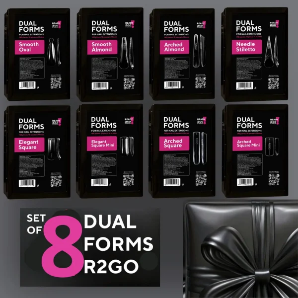 R2GO SET of 8 (Arched Square, Arched Almond, Elegant Square, Arched Square Mini, Elegant Square Mini, Smooth Oval, Smooth Almond, Needle Stiletto)