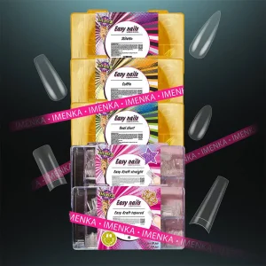 PACK of 5 Gel Tips Imenka (Stiletto, Coffin, Oval Short, Easy Kraft Straight, Easy Kraft Tapered)